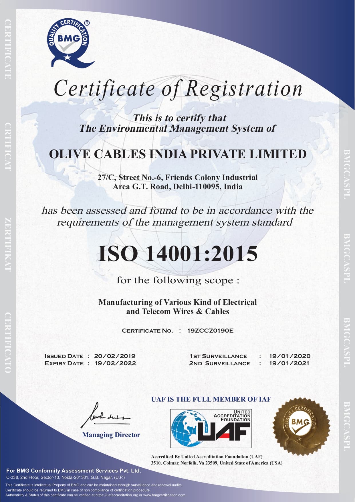 Environmental Standard ISO 14001:2015